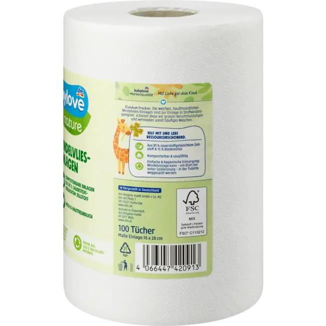 babylove nature Luiervlies Inlegzolen 100 St