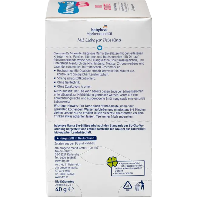 babylove mama Borstvoedthee Kruidenmengsel (20 Zakjes) 40 g