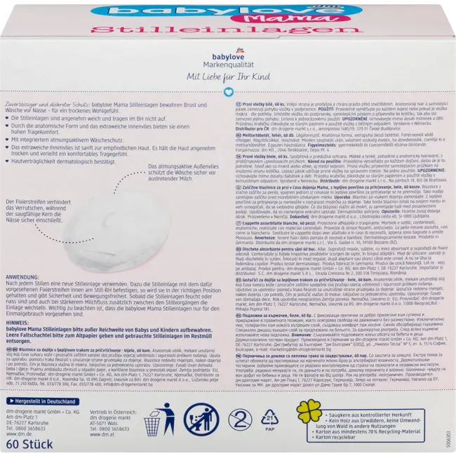 babylove mama Borstvoedingskussen Wit 60 St