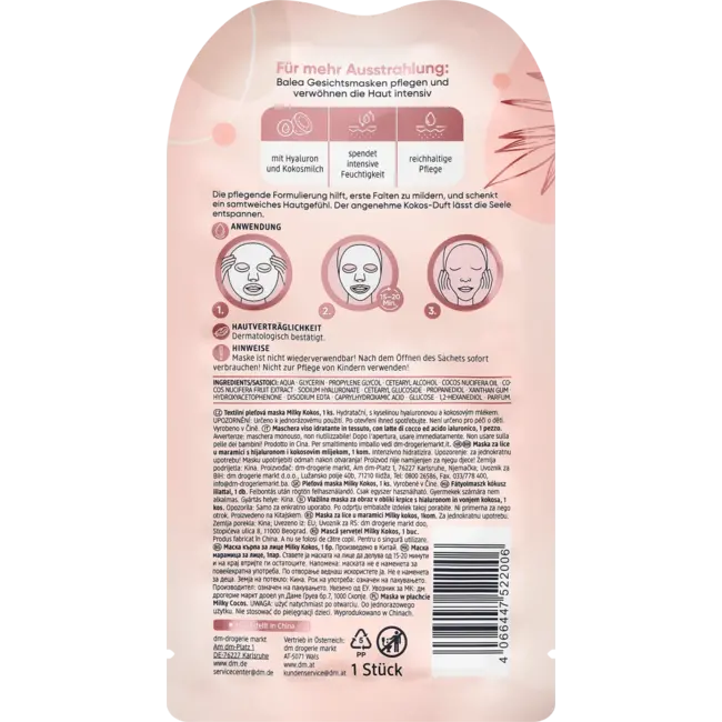 Balea Sheetmaks Milky Kokos 1 St