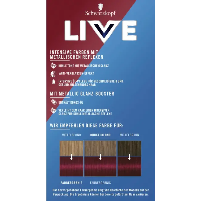 Schwarzkopf LIVE Haarverf Urban Metallics, U68 Ruby Glaze 1 St