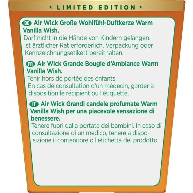 AirWick Geurkaars in Glas Warm Vanilla Wish 220g 1 St