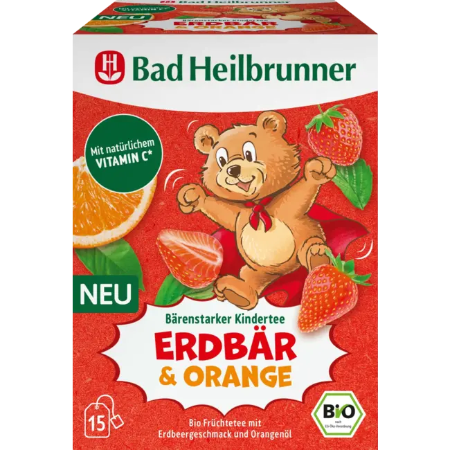 Bad Heilbrunner Kinderthee, Aardbei & Sinaasappel (15 Zakjes) 30 g