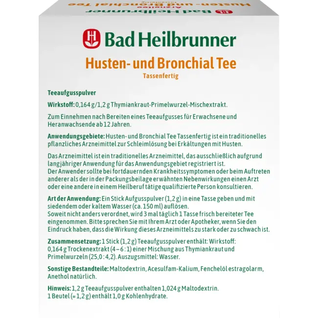 Bad Heilbrunner Medicijnthee Hoest & Bronchiale Thee (10 Stuks) 12 g