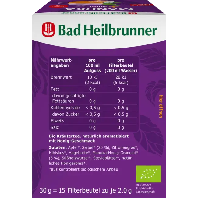 Bad Heilbrunner Kruidenthee Manuka & Salie (15 Zakjes) 30 g