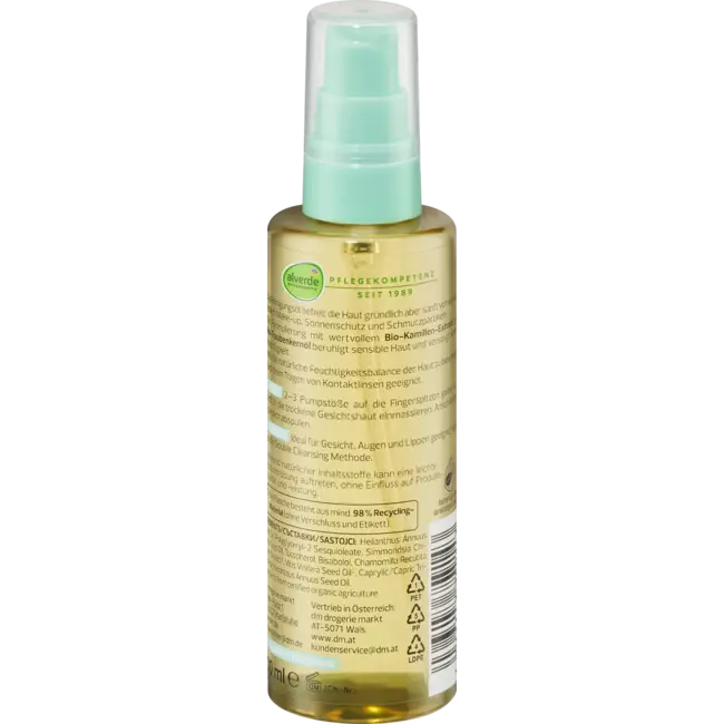 alverde NATURKOSMETIK Sensitieve Reinigingsolie kamille druivenpitolie 100 ml