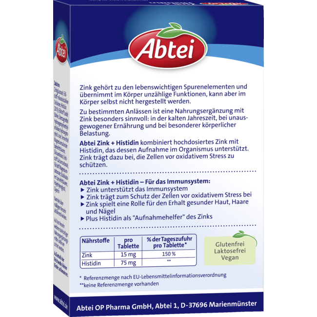 Abtei Zink + Histidine Tabletten 30st
