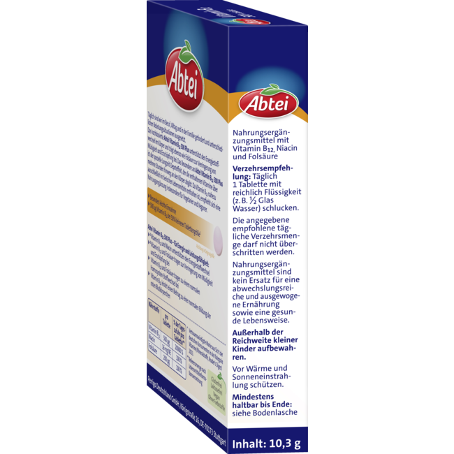 Abtei Vitamine B12 500 + Foliumzuur Mini-Tabletten 30st