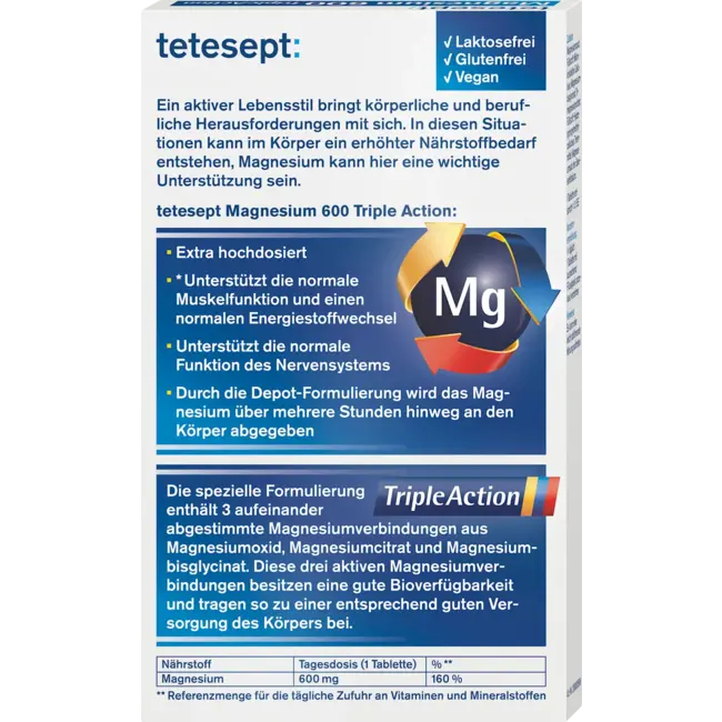 tetesept Magnesium 600 Triple Action Tabletten 30 St 58.9 g