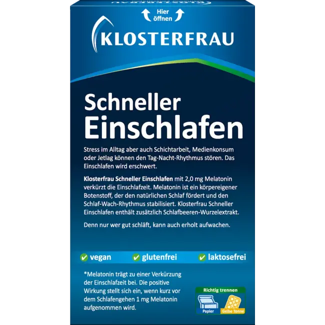Klosterfrau Sneller In Slaap Vallen Melatonine 2,0 Mg Tabletten 30 St 9.6 g