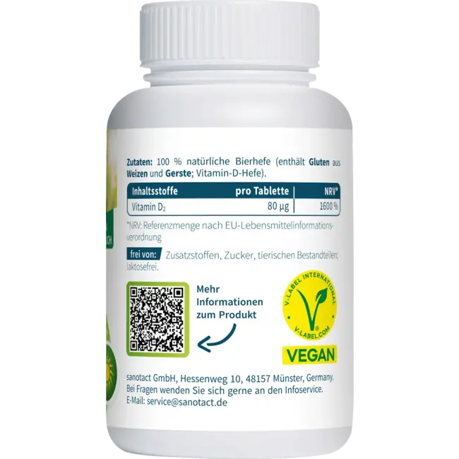 sanotact Vitamine D 3200 D.W.Z. Bierhefe Tablet 90 St 44.0 g