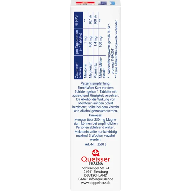Doppelherz Melatonine + Magnesium 400 Tabletten 30 St 39.0 g