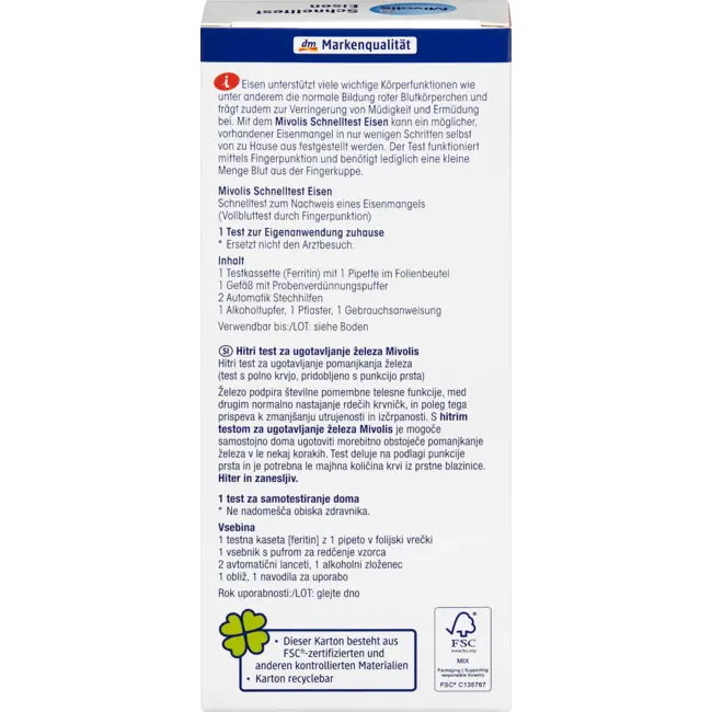 Mivolis Sneltest Ijzer, 1 Toepassing 1.0 St