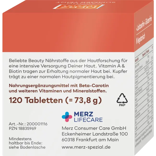 Merz Spezial Carotin Zomer Teint Tablet 120 St 73.8 g
