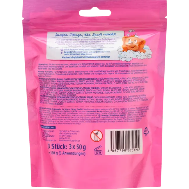 SauBär Badadditief Voor Kinderen Badfopspeen Schuimwolkjes (3x50 G) 150.0 g