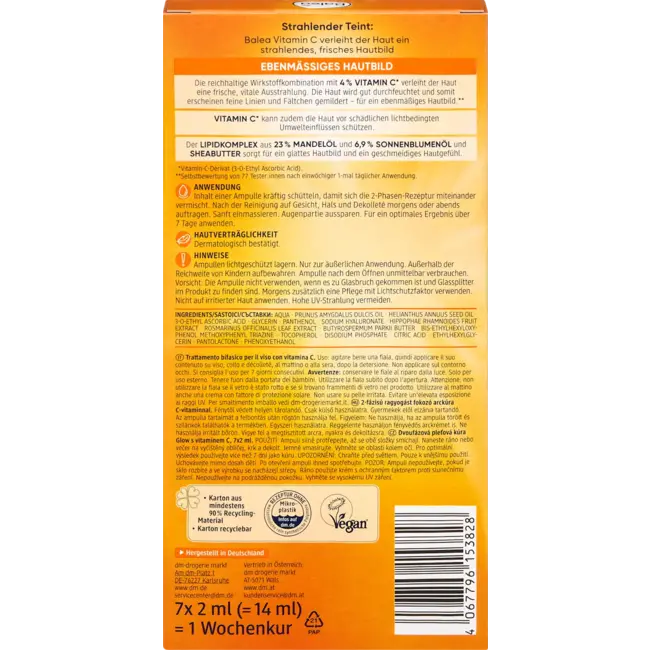 Balea Ampullen Glow Kuur 2-fasen Vitamine C 14.0 ml