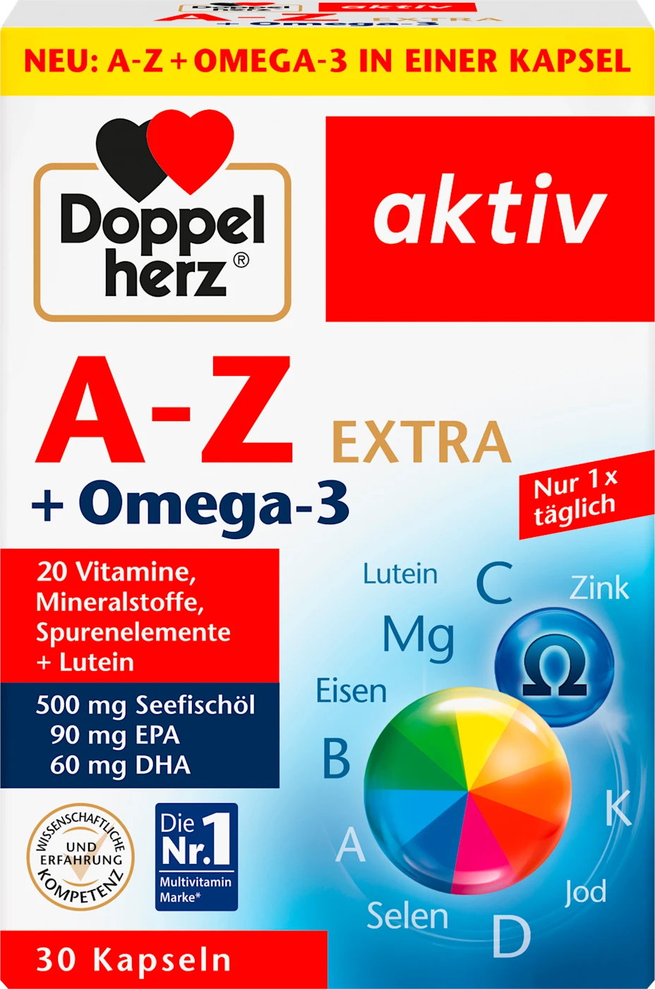 Doppelherz A-Z + Omega-3 Extra Capsules 30 St 45.0 g - Duitse