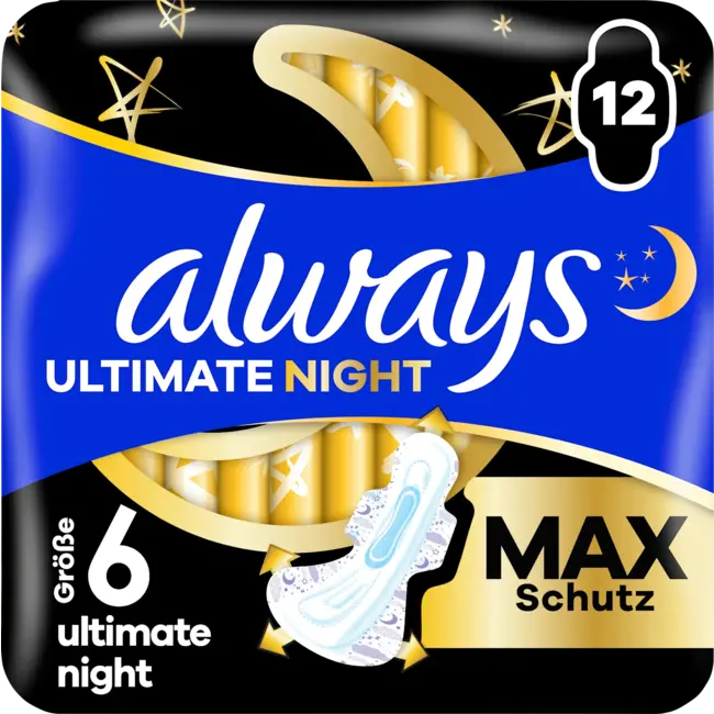 always Ultimate Maandverband Night Max Protection 6 Met Vleugels 12.0 St