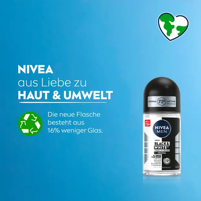 NIVEA MEN Antitranspirant Deo Roll-on Zwart & Wit 50.0 ml