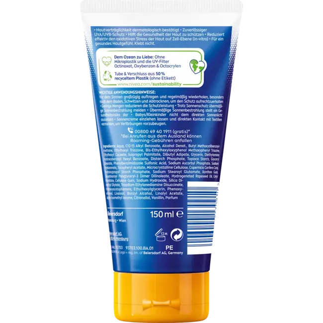 NIVEA SUN Zonnemelk Invisible Finish, Bescherming & Verzorging, SPF 50+ 150.0 ml