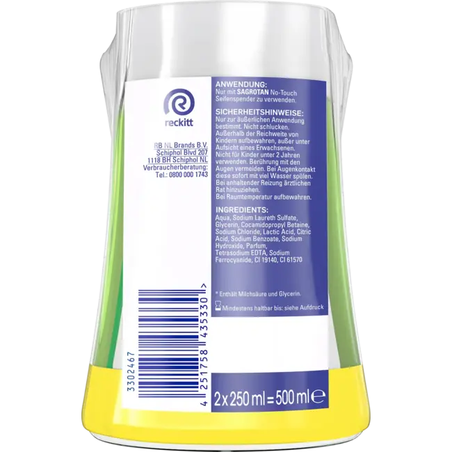 Sagrotan Vloeibare Zeep No-touch Kids, Appel, Navulling (2x250 Ml) 500.0 ml