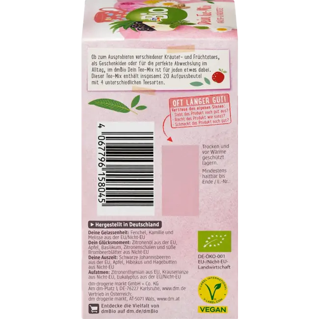 dmBio Thee-mix, Kruiden- & Fruitthee 4 Soorten (20 Zakjes) 39.5 g