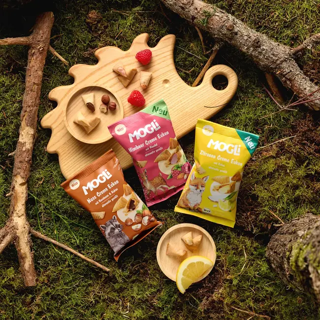 MOGLi Kinderkoekjes Citroen Crème Hoekjes Met Kokos, Vanaf 3 Jaar 30.0 g