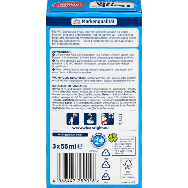 Denkmit WC Geurreiniger Fruity Trio 3.0 St