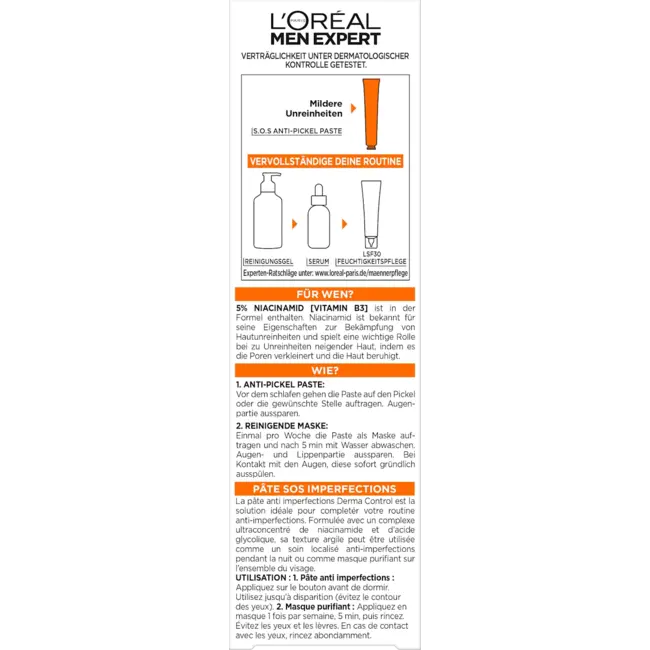 L'ORÉAL PARiS MEN EXPERT Anti Puistjes Crème SOS Derma Control 45.0 ml