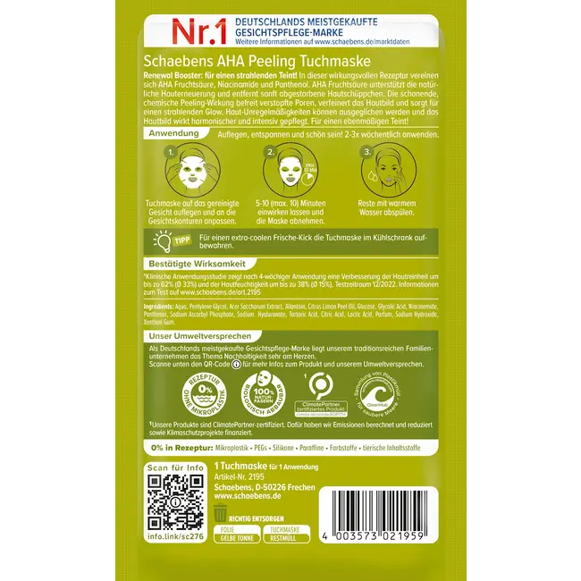 Schaebens Sheet Mask Aha Peeling 1.0 St