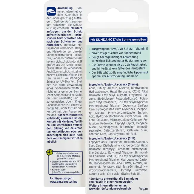 SUNDANCE Zonnebescherming Combi Gezichtscrème + Pen Sensitive SPF50+ (25ml + 3g) 1.0 St