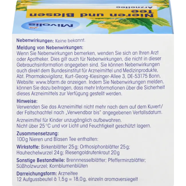 Mivolis Medicijnthee, Nieren & Blaasthee (12 Zakjes) 18.0 g