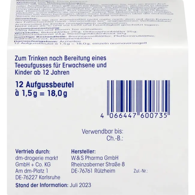 Mivolis Medicijnthee, Nieren & Blaasthee (12 Zakjes) 18.0 g