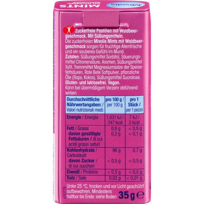 Mivolis Pastilles, Mints Bosbes, Suikervrij 35.0 g