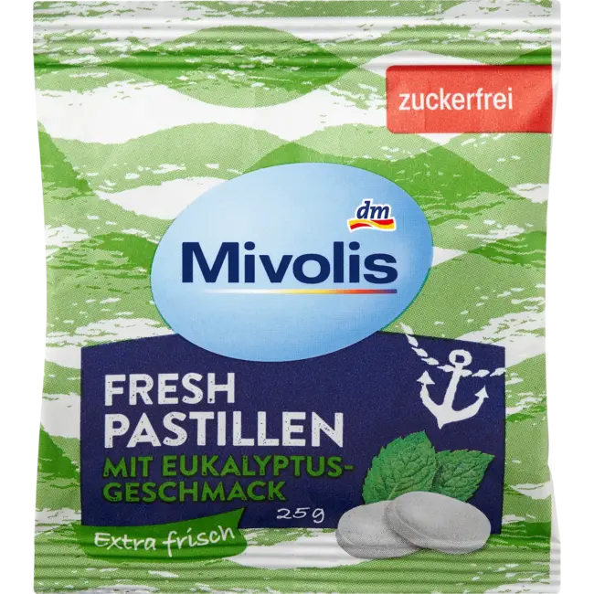 Mivolis Pastilles, Fresh Eucalyptus, Suikervrij 25.0 g