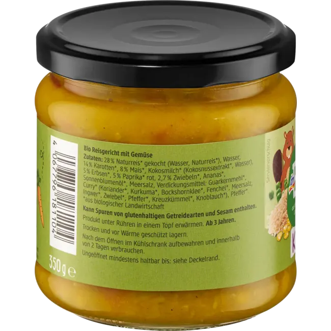 dmBio Menu Rijst Met Groenten, Vanaf 3 Jaar 350.0 g