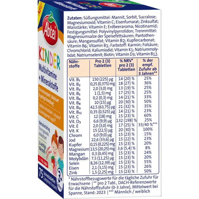 Abtei Multivitaminen Voor Kinderen Smelttabletten 75 St 11.0 g