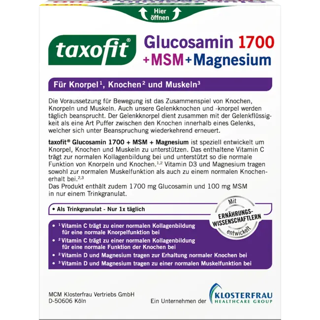 taxofit Glucosamine 1700 + MSM + Magnesium Sticks 20 St 80.0 g