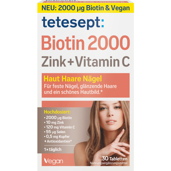 Tetesept Biotine 2000 Tabletten 30 stuks, 18 g
