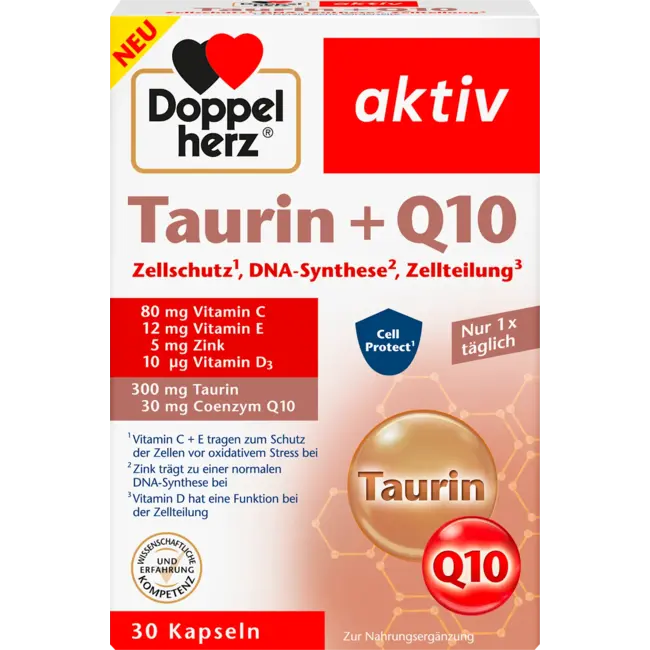 Doppelherz Taurine + Q10 Capsules 30 Stuks 24.7 g
