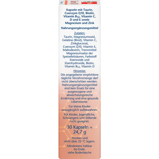 Doppelherz Taurine + Q10 Capsules 30 Stuks 24.7 g