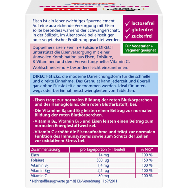 Doppelherz Ijzer Femin Zakjes 60 Stuks 66.0 g