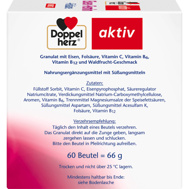 Doppelherz Ijzer Femin Zakjes 60 Stuks 66.0 g