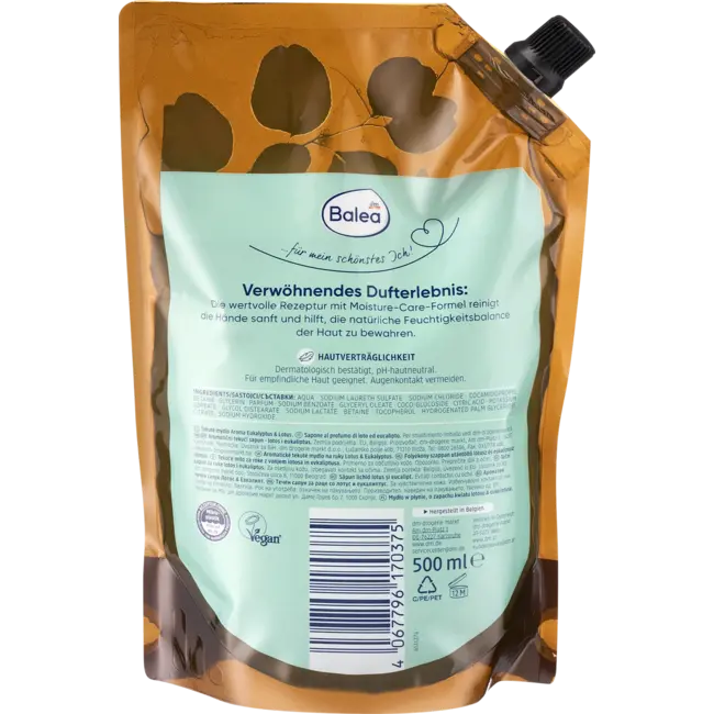 Balea Vloeibare Zeep Eucalyptus & Lotus, Navulverpakking 500.0 ml
