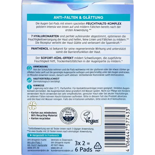 Balea Oogpads Beauty Hyaluron (3 Paar) 6.0 St