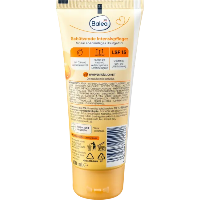 Balea Handcrème Q10 Met Abrikozenolie En SPF15 100.0 ml