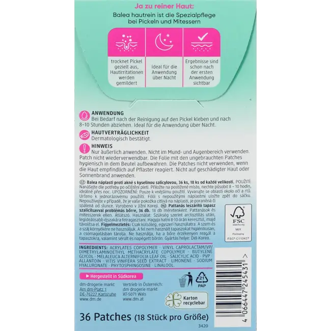 Balea Anti-puistjes Patches Hautrein 36.0 St