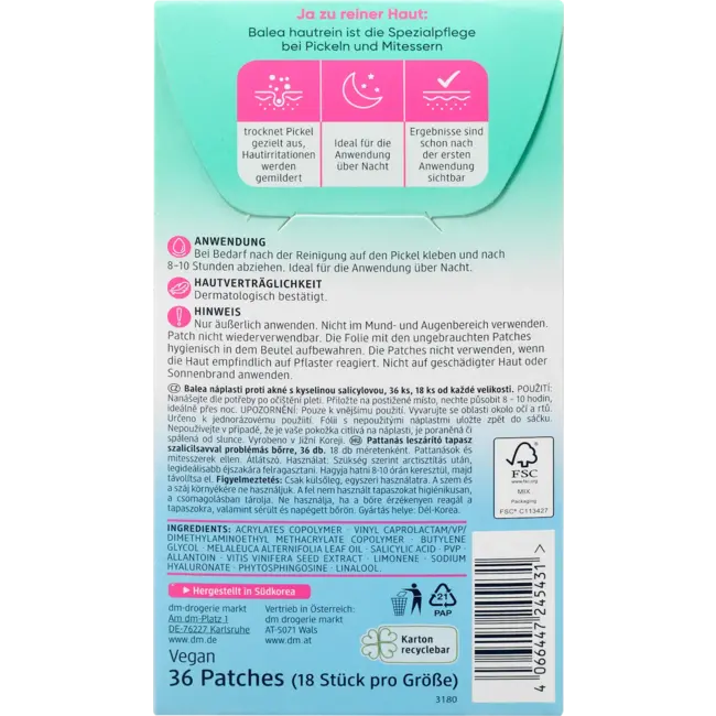 Balea Anti-puistjes Patches Hautrein 36.0 St