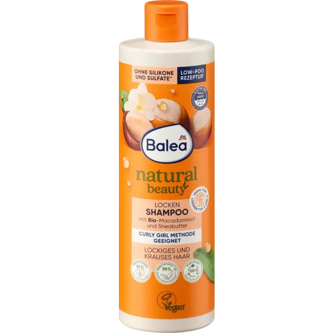 Balea Natural Beauty Krullen Shampoo Bio-Macadamia-Olie & Sheaboter 400.0 ml