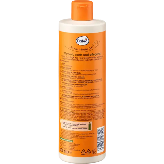 Balea Natural Beauty Krullen Shampoo Macadamia-Olie & Sheaboter 400.0 ml